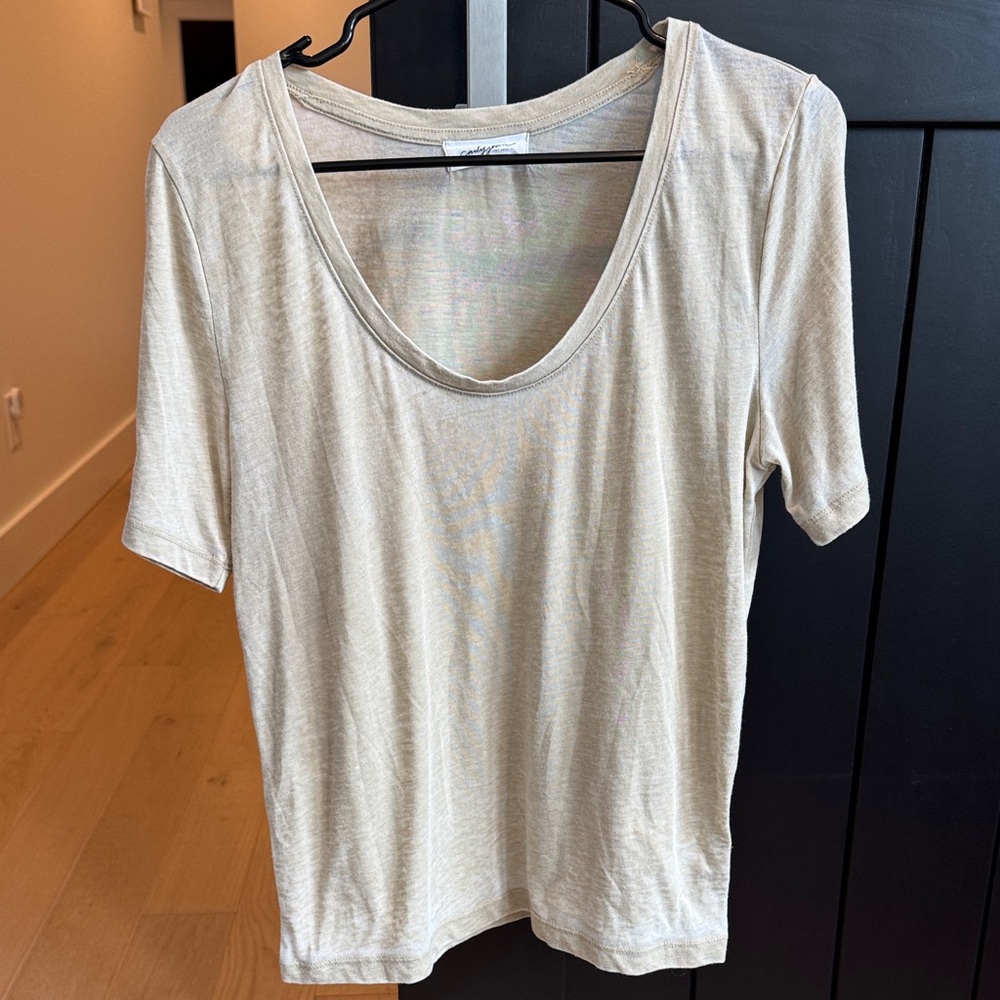Carly Jean Los Angeles Tan Short Sleeve Shirt